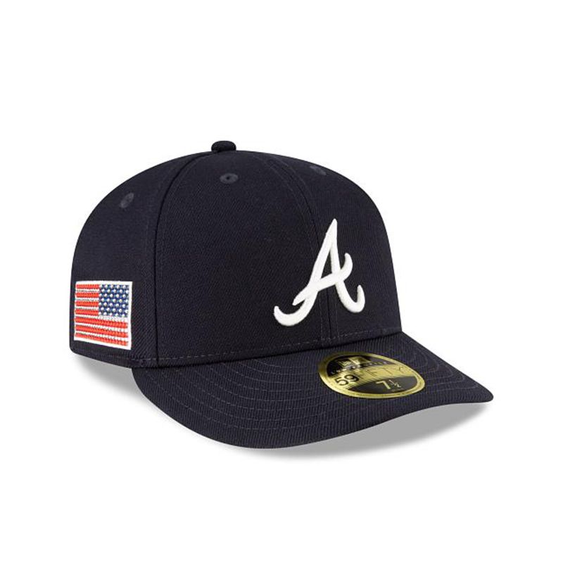 MLB Atlanta Braves Crystals From Swarovski Flag Low Profile 59Fifty Fitted (ZFB0281) - Blue New Era Caps